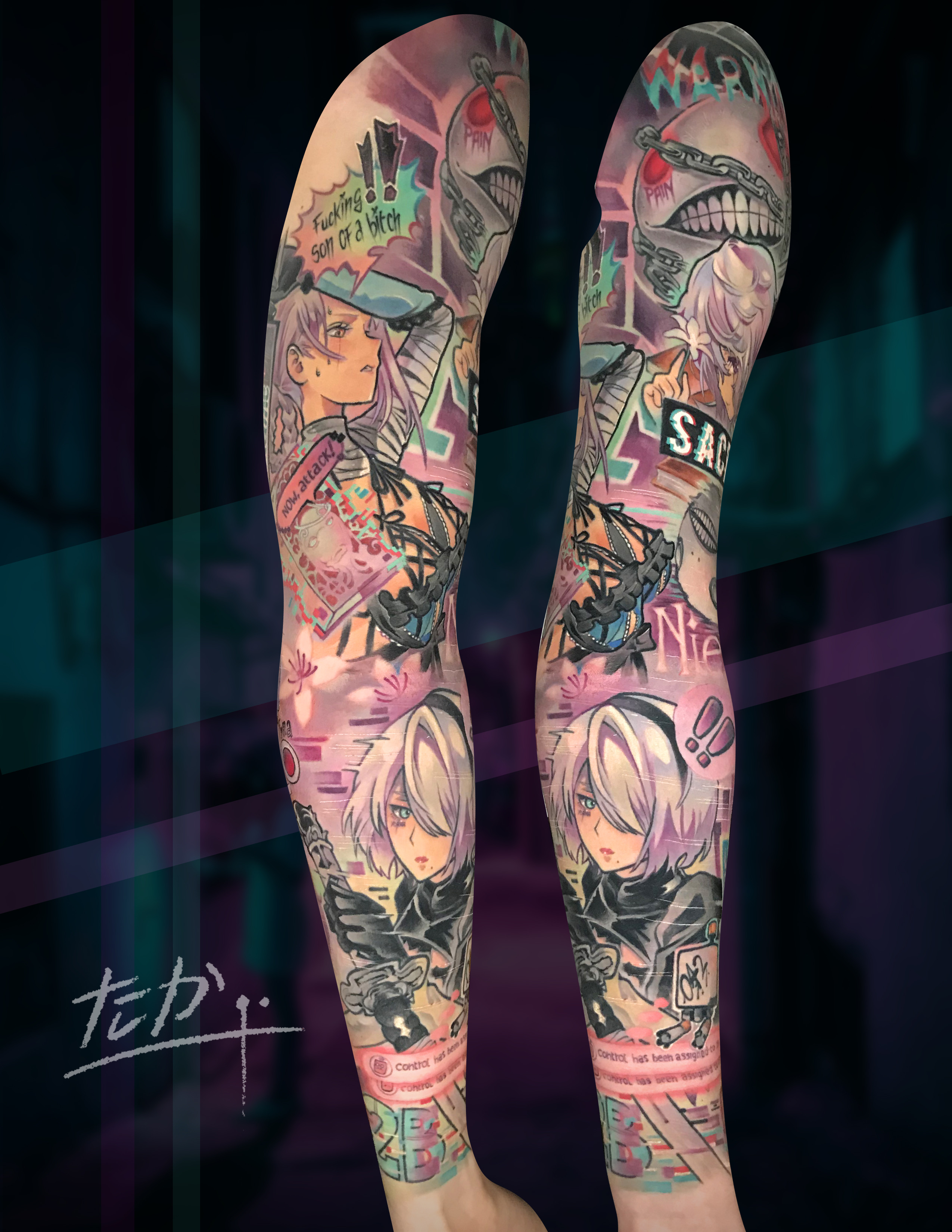 Camilo — 2B Nier: Automata tatuaje, CAOS Art Tattoo Santiago