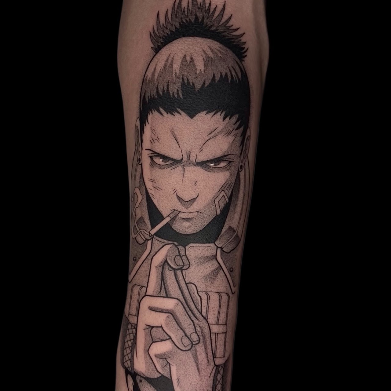 Tatuaje Shikamaru Naruto black grey — CAOS Art Tattoo Chile