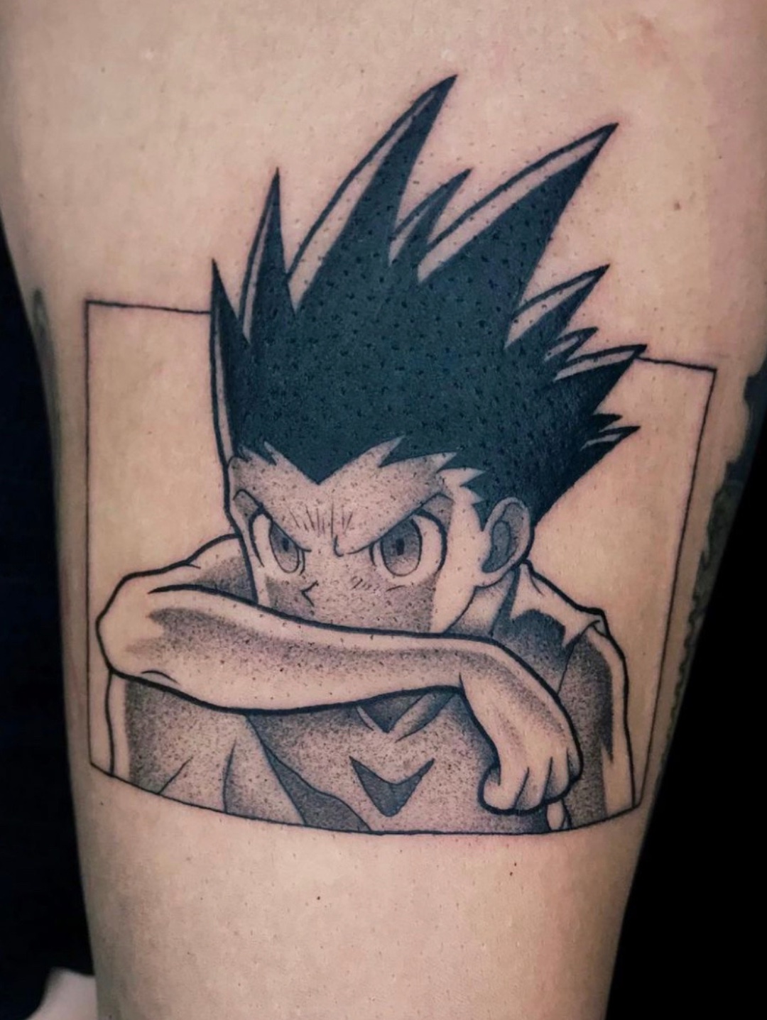 Tatuaje Gon Hunter x Hunter black grey — CAOS Art Tattoo Chile