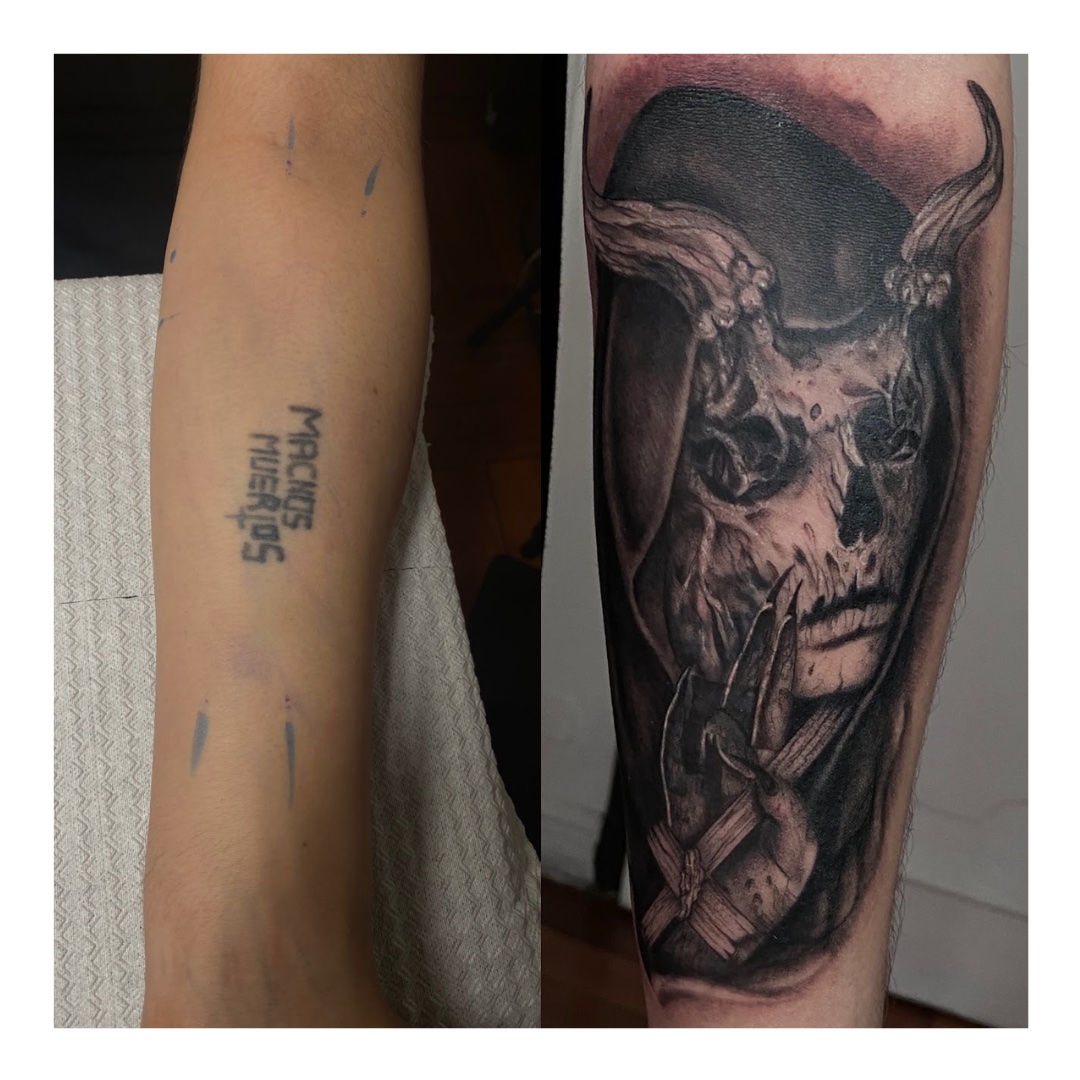 Cover-up manga completa samurai dragones japoneses realismo — CAOS Art Tattoo Santiago Chile