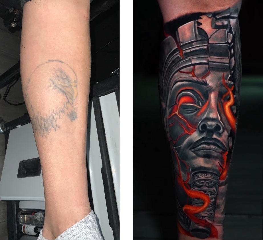 Cover-Up tatuaje CAOS Art Tattoo Santiago Chile