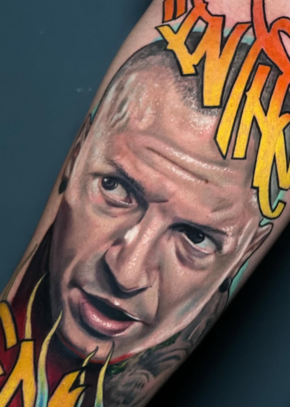 Color realism portrait tattoo by Caos Art Tattoo Santiago
