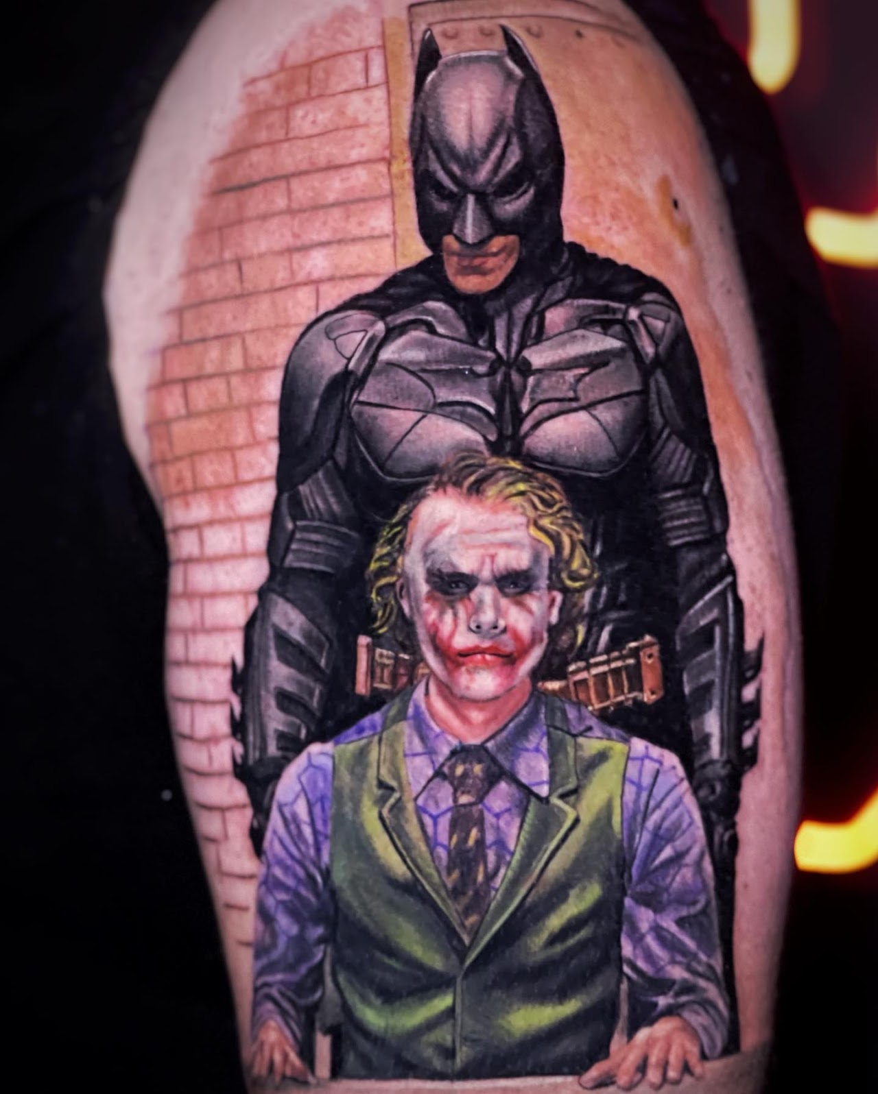 Dark illustrative anime tattoo by Caos Art Tattoo Santiago