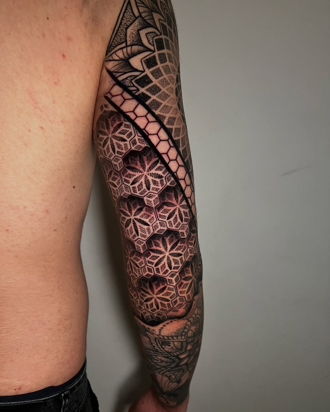 Geometric mandala blackwork tattoo Santiago Chile